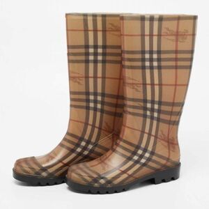 Burberry Plaid Signature Knee High Rain Boots Size 36/ 5.5 Fisherman Core B40